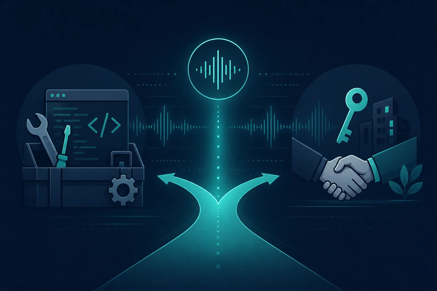 Illustration of build versus buy decision for AI voice agent solutions